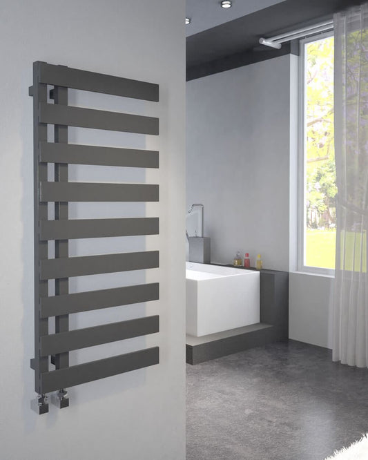 EMRENO Designer Towel Radiator 500mm x 1232mm | Open End Flat Anthracite