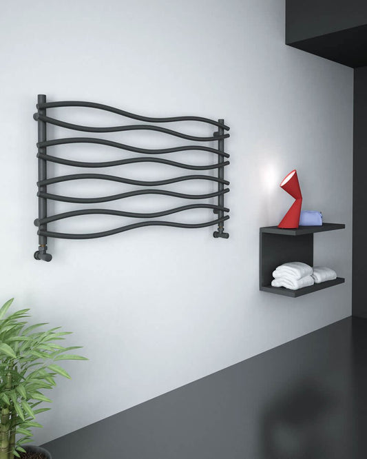 WAVE Designer Towel Radiator 1200mm (W) x 635mm (H) Anthracite