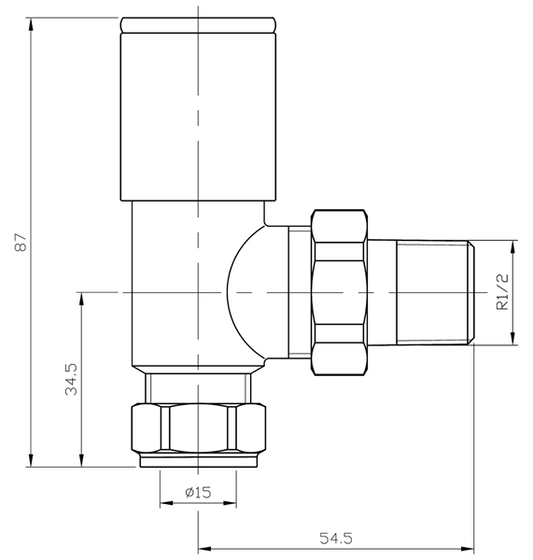 Anthracite ANGLED Radiator Valves (Pair) - 15mm x 1/2inch | Roundhead & Modern