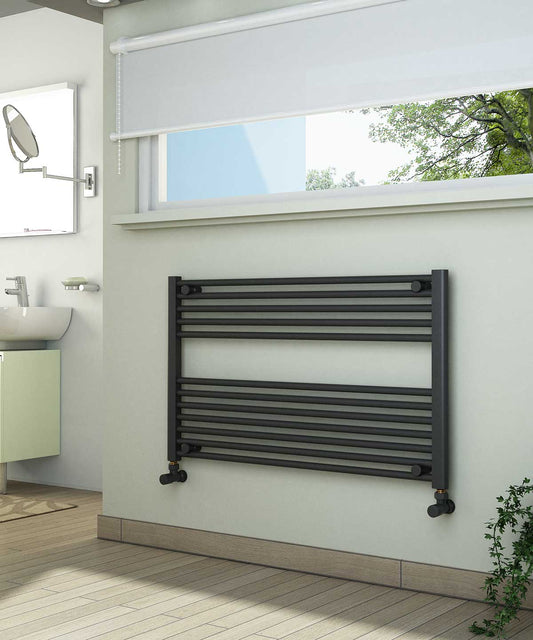 Horizontal Anthracite Towel Radiator 1000mm Wide | 600mm High