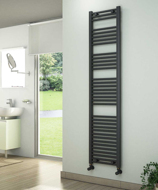 Tall & Slim Anthracite Towel Radiator 400mm Wide | 1750mm High