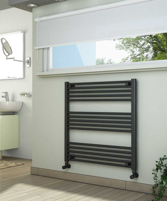 Horizontal Anthracite Towel Radiator 800mm Wide | 800mm High