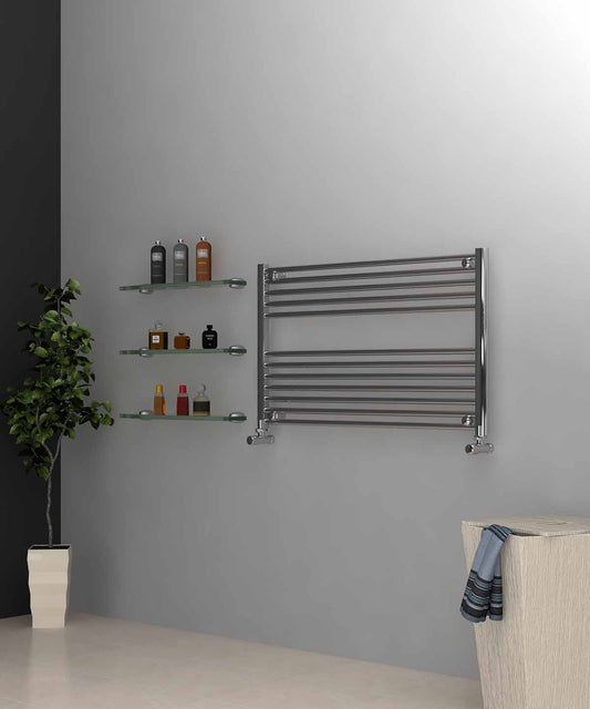 Horizontal Chrome Towel Radiator 1000mm Wide | 600mm High