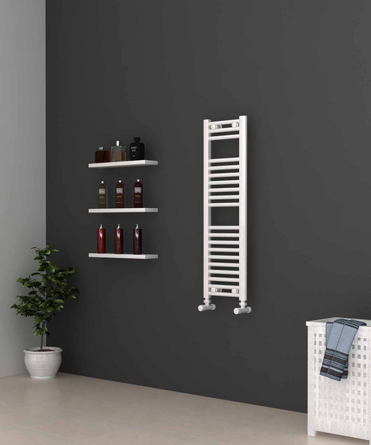 Narrow White Heated Towel Rail 300mm Wide | 1000mm High