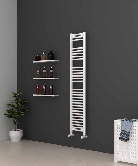 Narrow White Heated Towel Rail 300mm Wide | 1500mm High