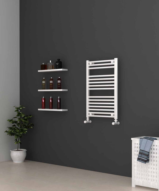 Small White Heated Towel Rail 500mm Wide | 750mm High
