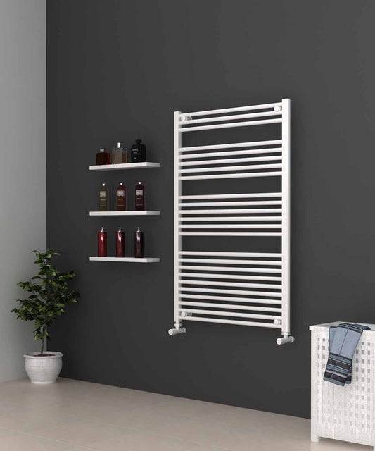 White Heated Towel Rail - Ladder 800mm Wide | 1200mm High