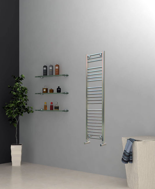 Narrow Chrome Towel Radiator 300mm Wide | 1200mm High