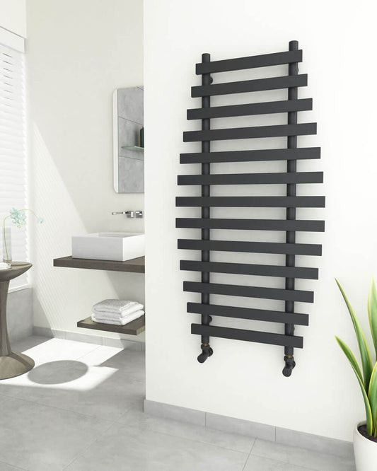 DIVERI Anthracite Bathroom Radiator 600mm Wide | 1200mm High