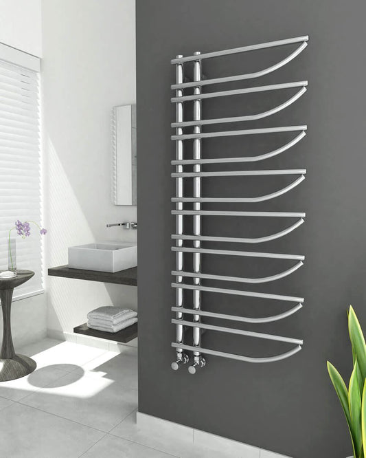 ENZANA Designer Towel Radiator Chrome 550mm (W) x 1250mm (H)