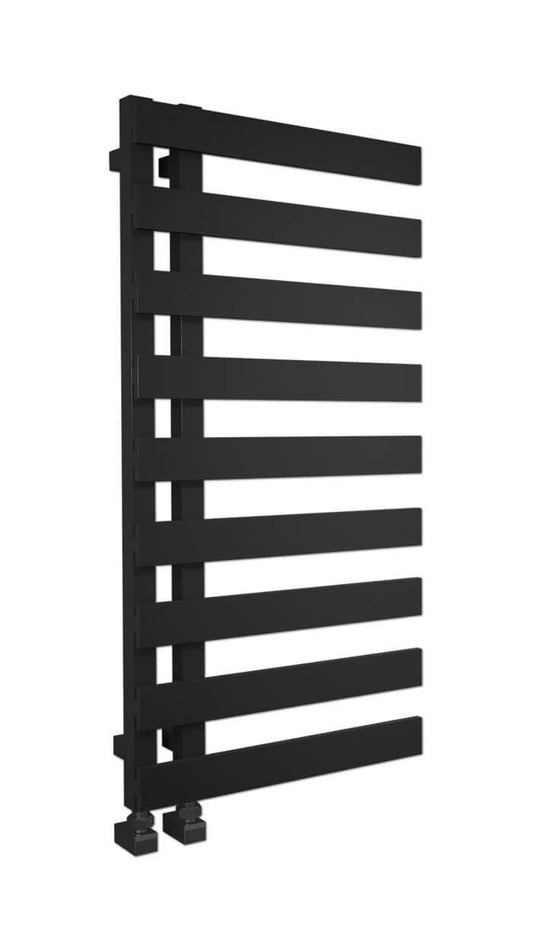 EMRENO Black Towel Radiator 500mm x 800mm | Open End Flat Gloss Black