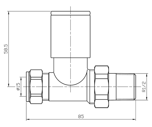 Anthracite STRAIGHT Radiator Valves (Pair) - 15mm x 1/2inch | Roundhead & Modern