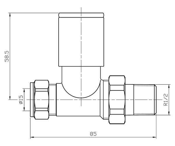 White STRAIGHT Radiator Valves (Pair) - 15mm x 1/2inch | Roundhead & Modern