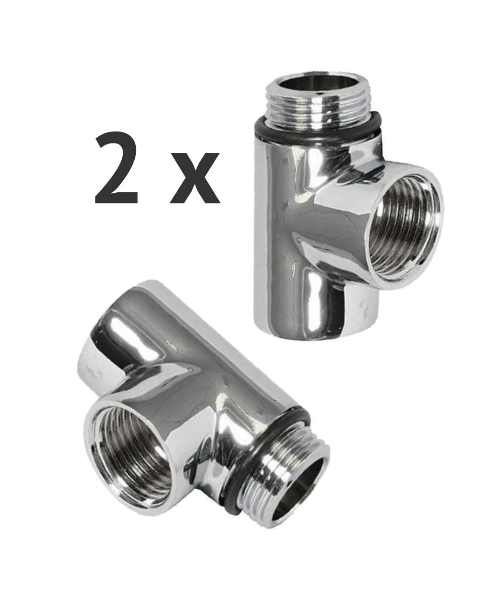 2 x T-Pieces | Dual Fuel Adaptors in Chrome