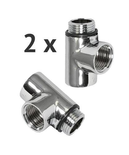 2 x T-Pieces | Dual Fuel Adaptors in Chrome