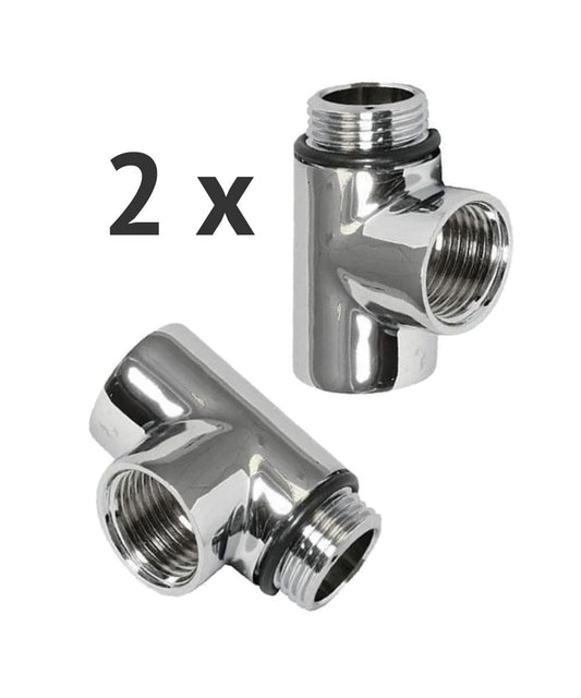 2 x T-Pieces | Dual Fuel Adaptors in Chrome
