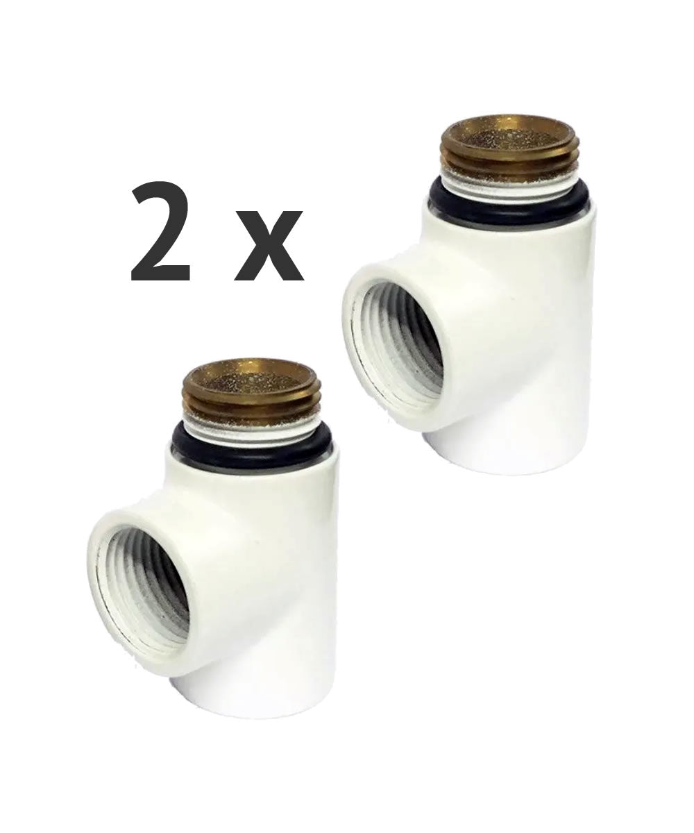 2 x T-Pieces | Dual Fuel Adaptors in white