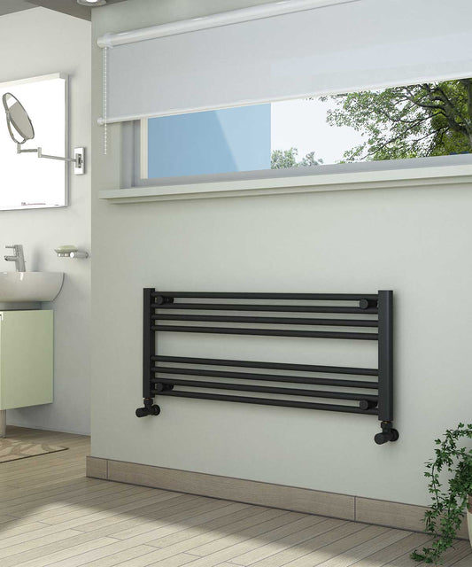 Horizontal Anthracite Towel Radiator 1000mm Wide | 400mm High