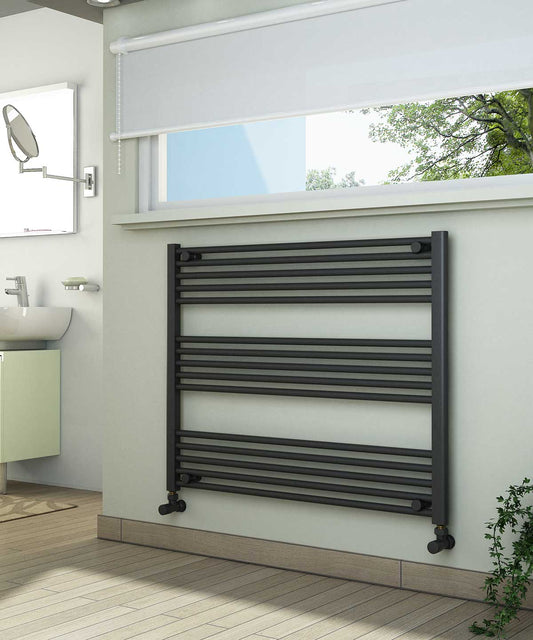 Horizontal Anthracite Towel Radiator 1000mm Wide | 800mm High