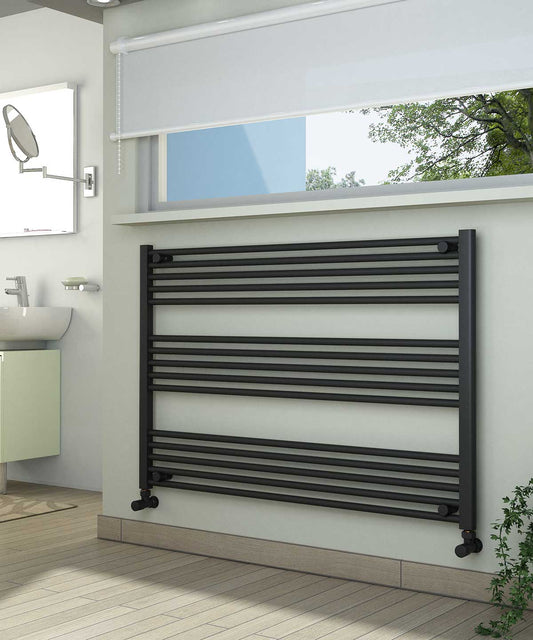 Horizontal Anthracite Towel Radiator 1200mm Wide | 800mm High