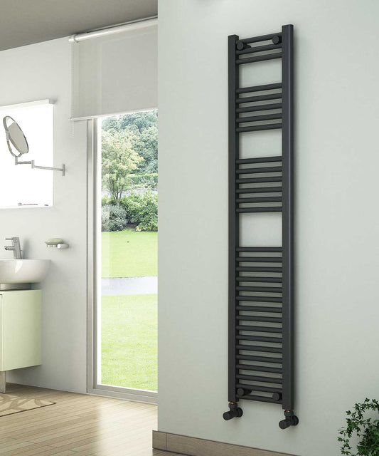 Narrow Anthracite Towel Radiator 300mm Wide | 1500mm High