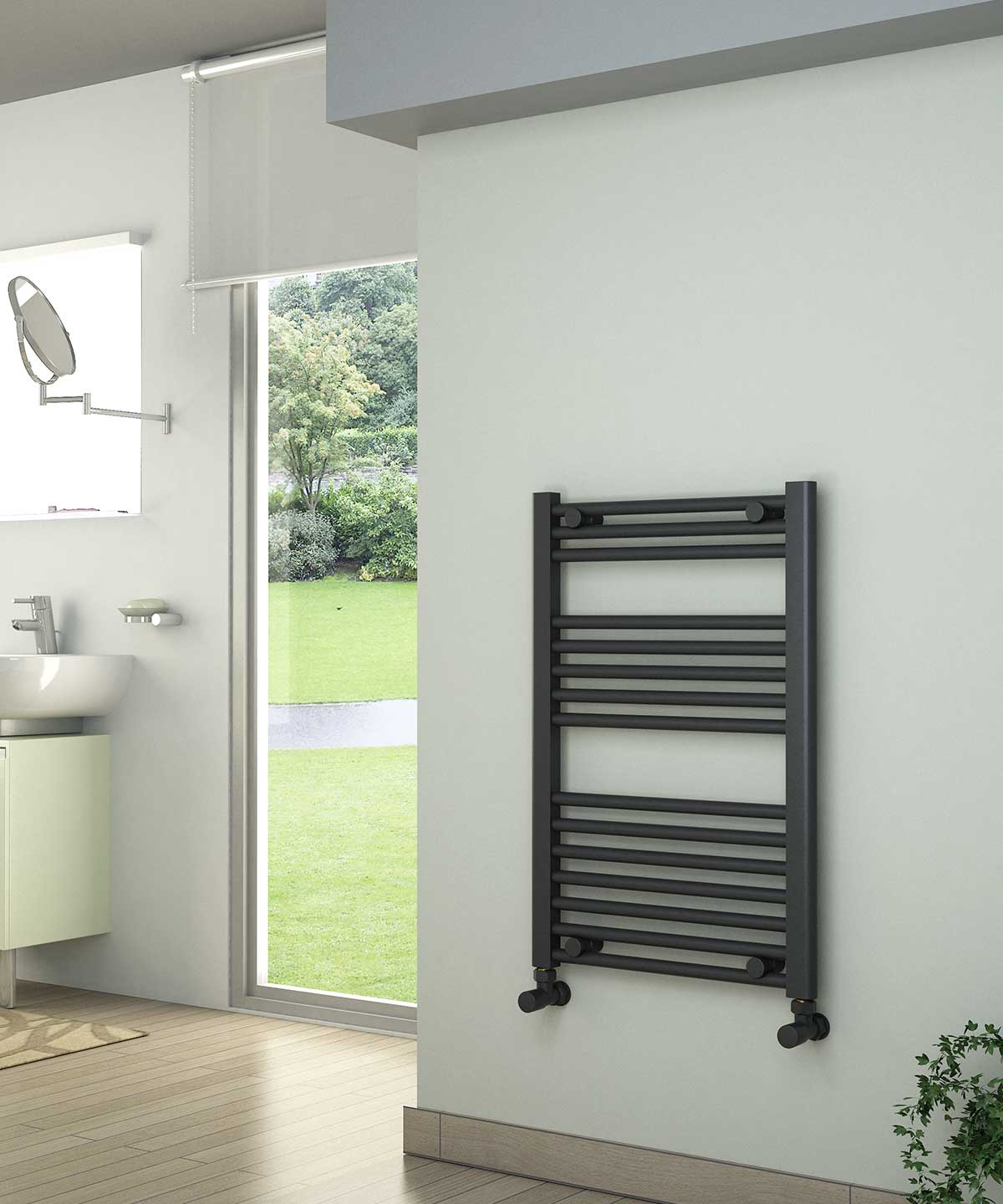 Small Anthracite Towel Radiator 500mm Wide | 750mm High