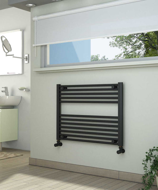 Horizontal Anthracite Towel Radiator 800mm Wide | 600mm High