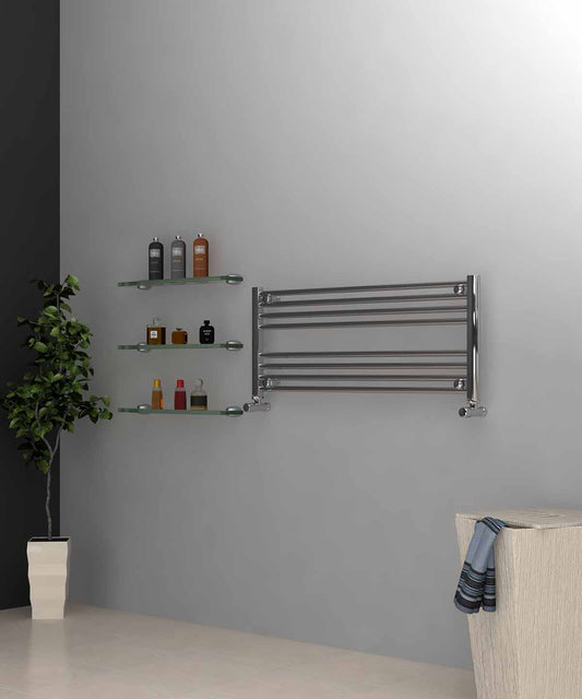 Horizontal Chrome Towel Radiator 1000mm Wide | 400mm High
