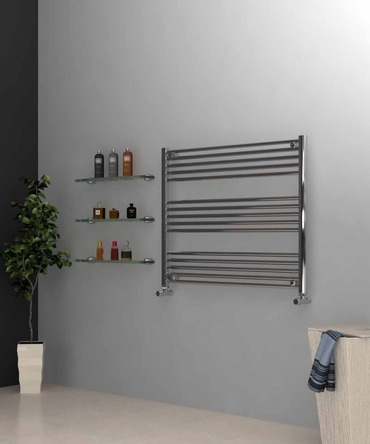 Horizontal Chrome Towel Radiator 1000mm Wide | 800mm High