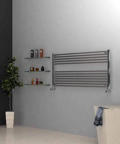 Horizontal Chrome Towel Radiator 1200mm Wide | 600mm High