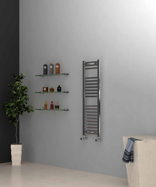 Narrow Chrome Towel Radiator 300mm Wide | 1000mm High