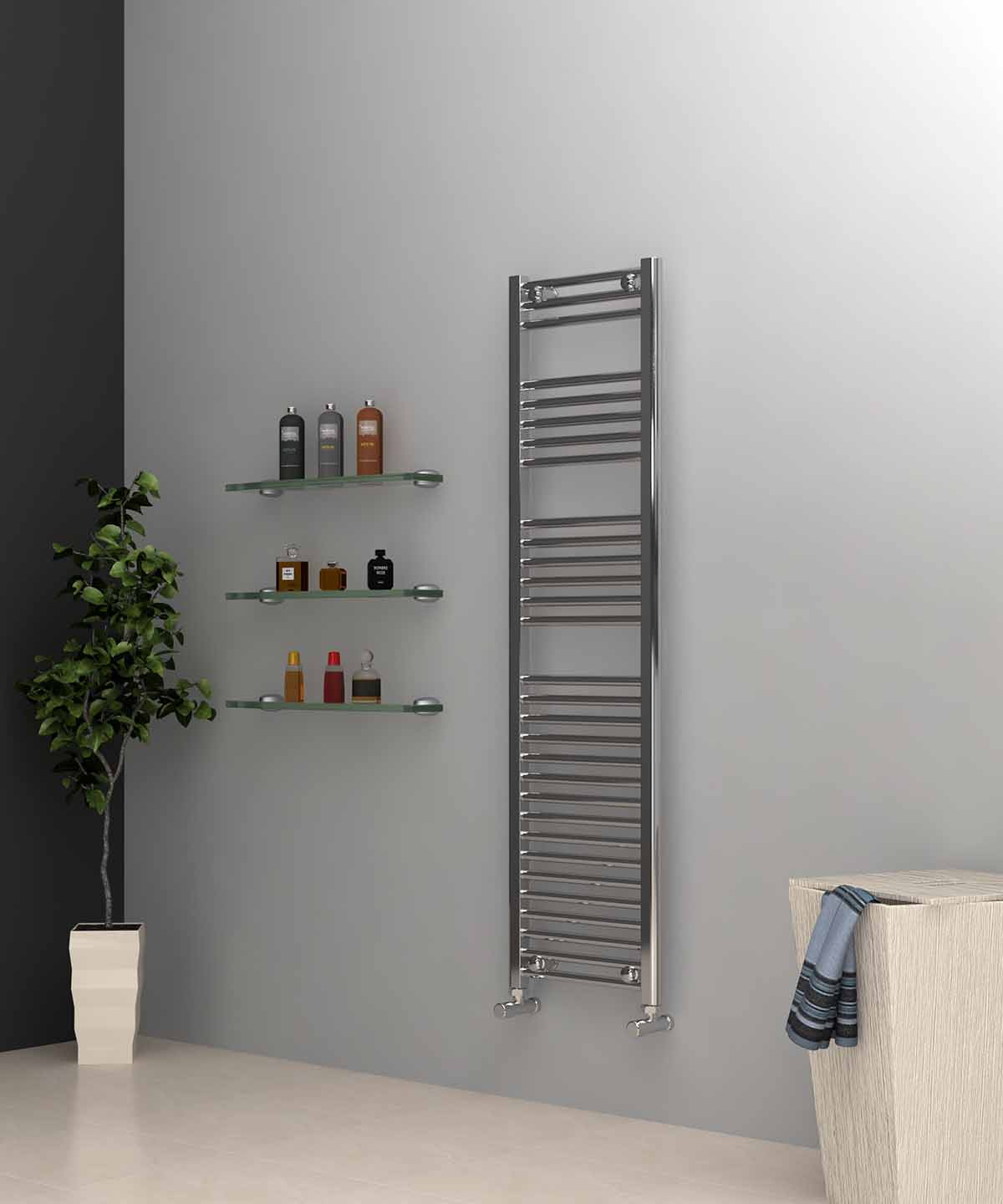 Ladder Chrome Towel Radiator 400mm Wide | 1500mm High