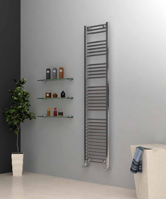 Tall & Slim Chrome Towel Radiator 400mm Wide | 1750mm High