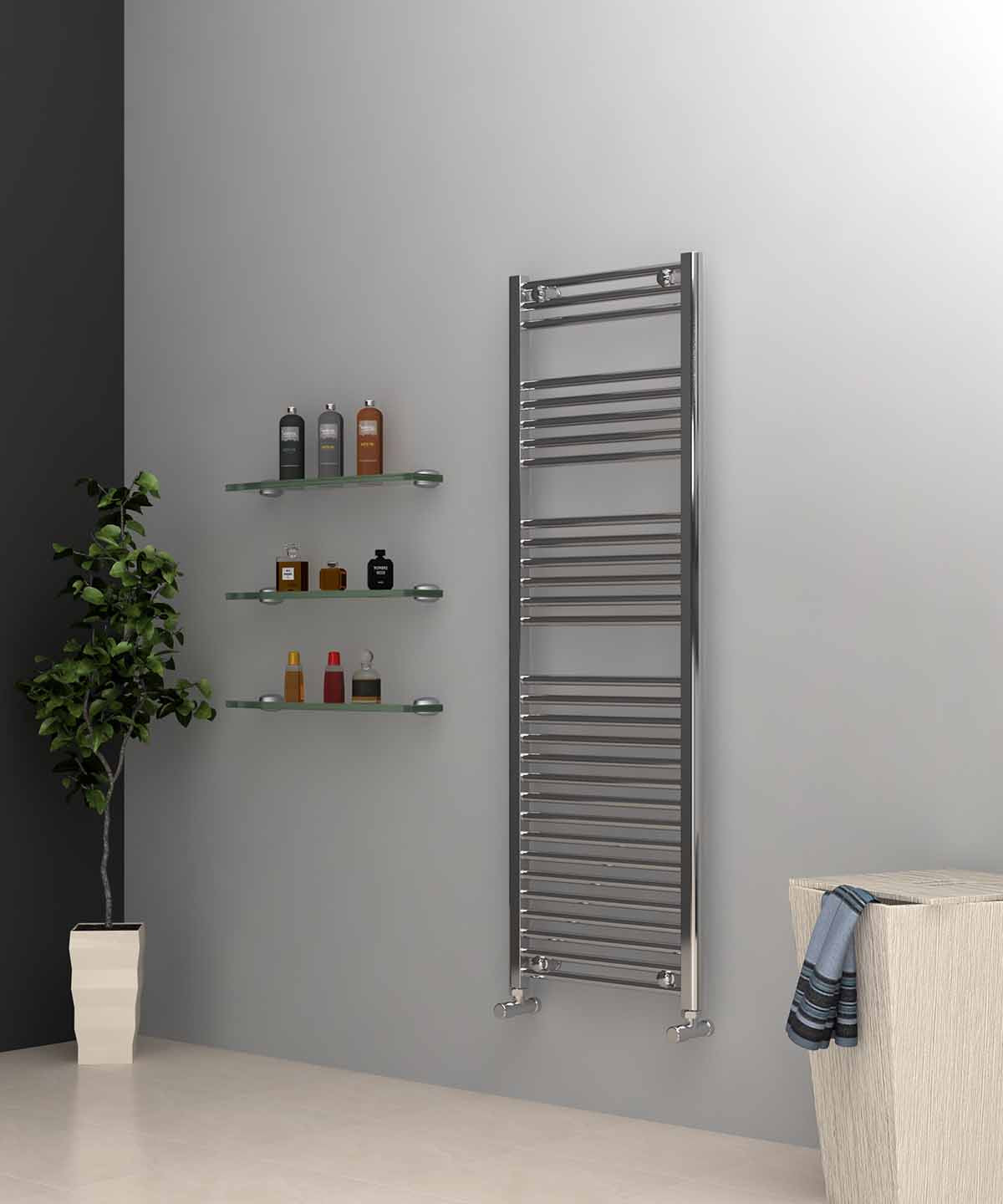 Ladder Chrome Towel Radiator 500mm Wide | 1500mm High