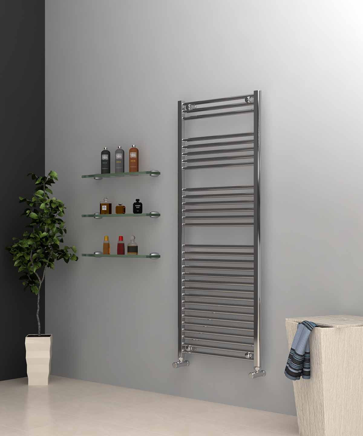 Ladder Chrome Towel Radiator 600mm Wide | 1500mm High