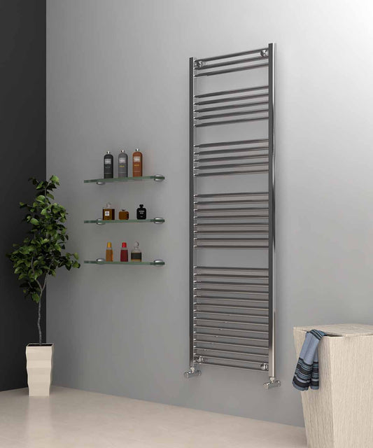 Tall & Large Chrome Towel Radiator 600mm Wide | 1750mm High