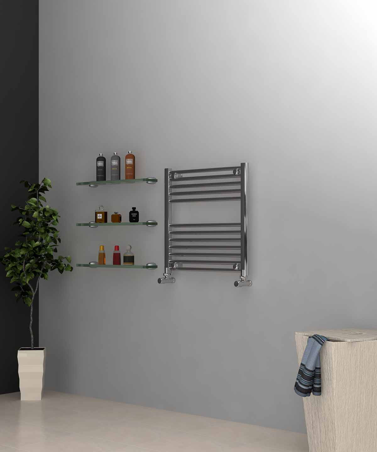 Small Chrome Towel Radiator 600mm Wide | 600mm High