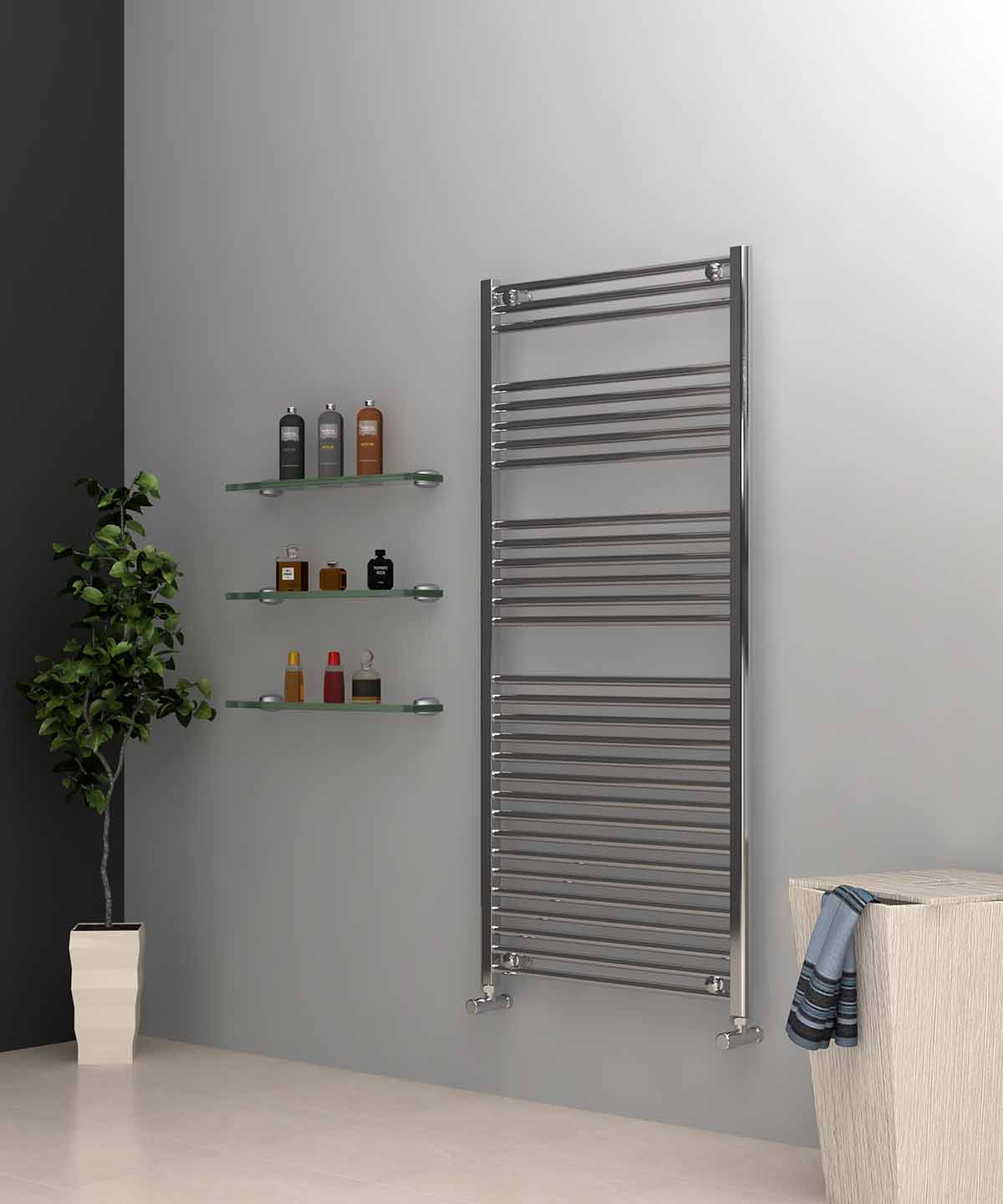 Large Chrome Towel Radiator 700mm Wide | 1500mm High