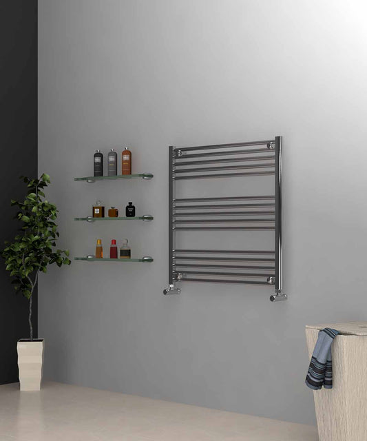Horizontal Chrome Towel Radiator 800mm Wide | 800mm High