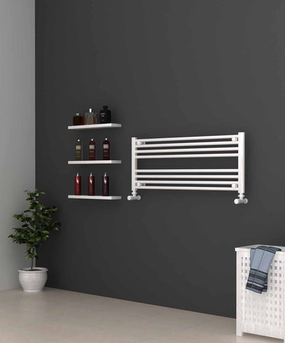 Horizontal White Heated Towel Rail 1000mm Wide | 400mm High