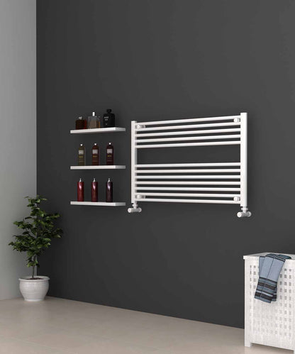 Horizontal White Heated Towel Rail 1000mm Wide | 600mm High