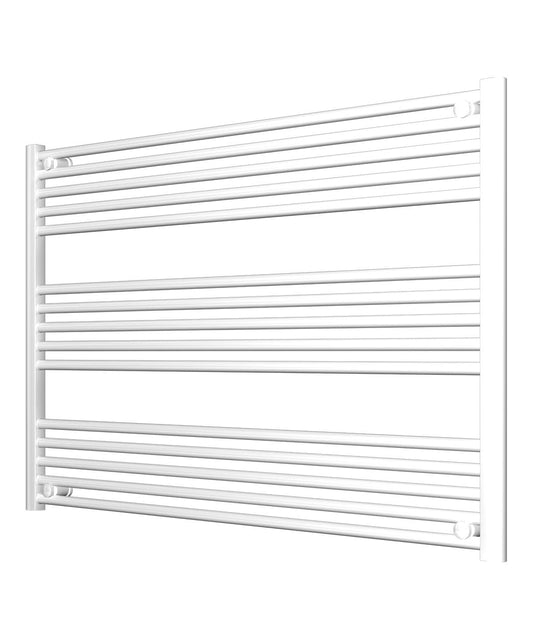 Horizontal White Heated Towel Rail 1200mm Wide | 800mm High