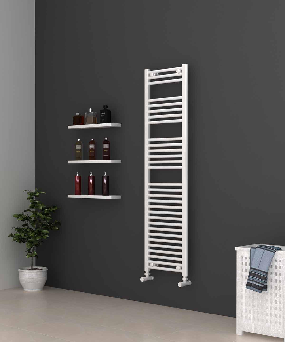Ladder White Heated Towel Rail 400mm Wide | 1500mm High