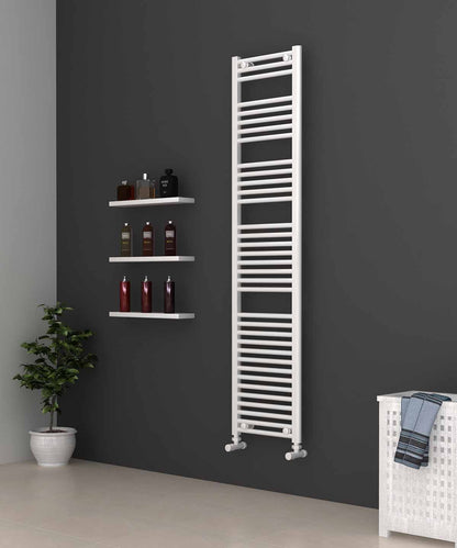 Tall & Slim White Heated Towel Rail 400mm Wide | 1750mm High