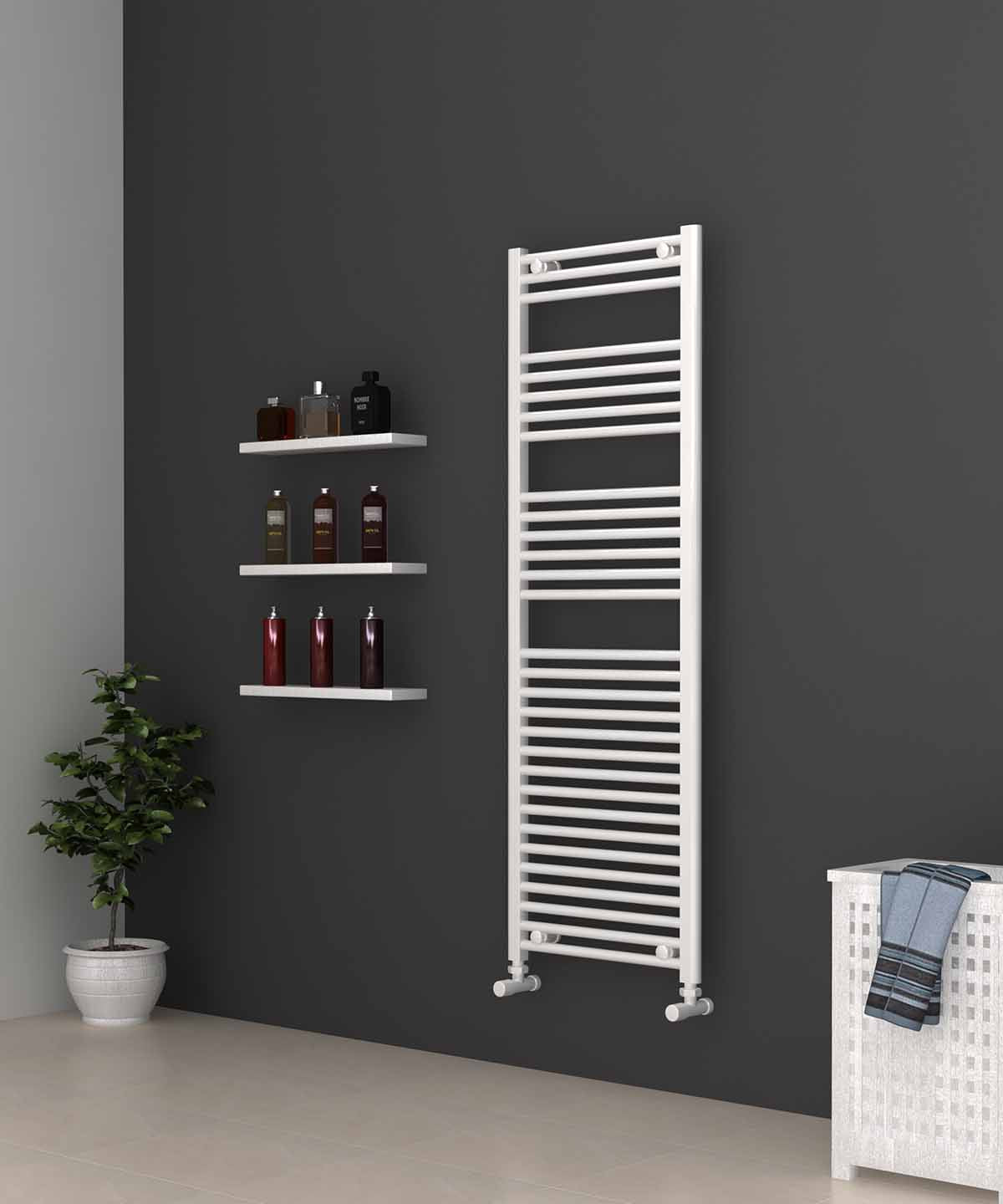 Ladder White Heated Towel Rail 500mm Wide | 1500mm High