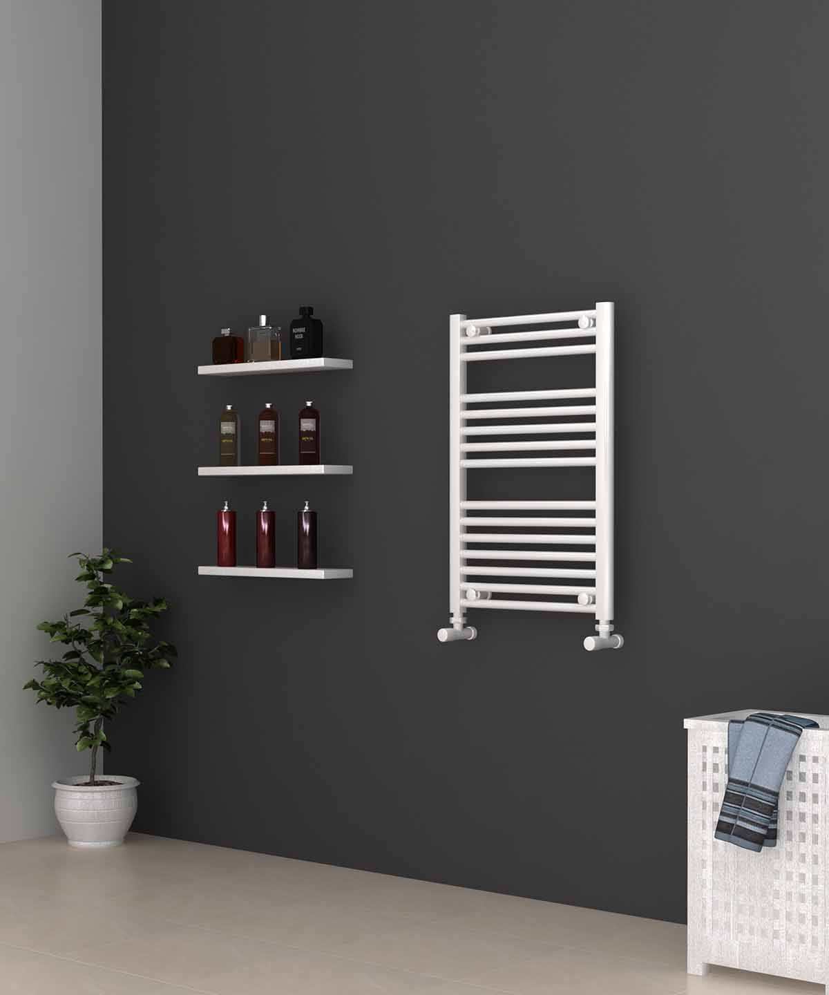 Small White Heated Towel Rail 500mm Wide | 750mm High