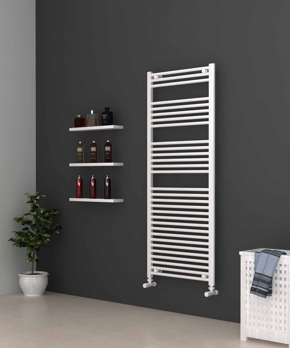 Ladder White Heated Towel Rail 600mm Wide | 1500mm High