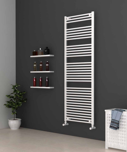 Tall & Large White Heated Towel Rail 600mm Wide | 1750mm High