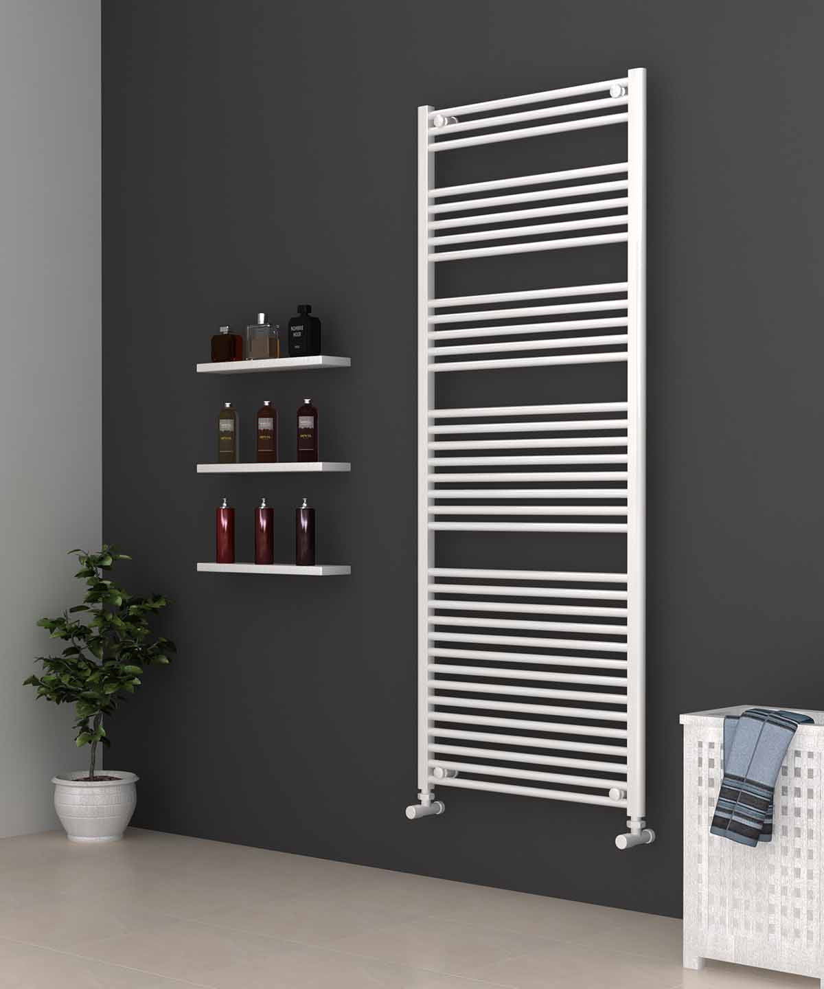 Tall & Large White Heated Towel Rail 700mm Wide | 1750mm High