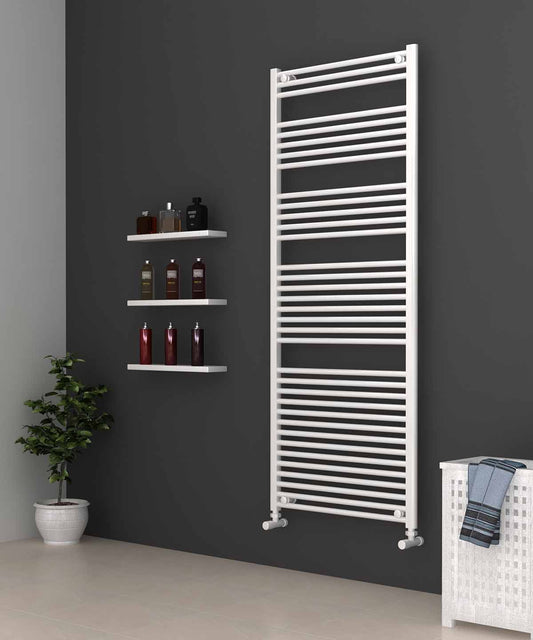 Tall & Large White Heated Towel Rail 700mm Wide | 1750mm High